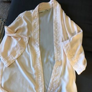 Blush pink lace trim kimono